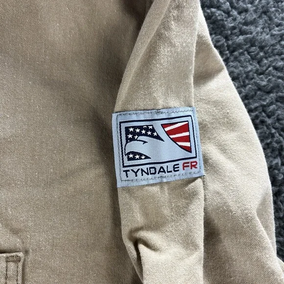 Tyndale Flame Resistant Work Jacket Shirt Size 3XL 9 CAL 2 CAT Khaki Tan Pocket - Picture 7 of 13